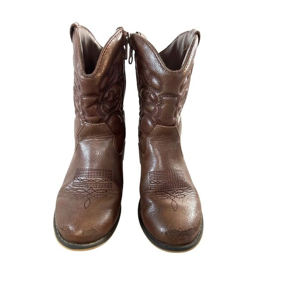 Cat & Jack Toddler Girls Boots Cowgirl Brown Zip Size 11 - Picture 1 of 10